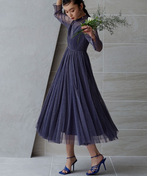 「RUIRUE BOUTIQUE」 長袖ワンピース LL ブラック レディースの画像