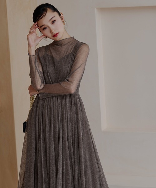 「RUIRUE BOUTIQUE」 長袖ワンピース LL ブラック レディースの画像