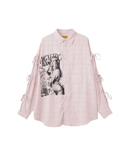 【美品✨】希少！ヒステリックグラマー　シャツワンピース　リボン　ヒスガール　総柄 HYSTERIC GLAMOUR（ヒステリックグラマー） ブラウス シャツ HYSTERIC