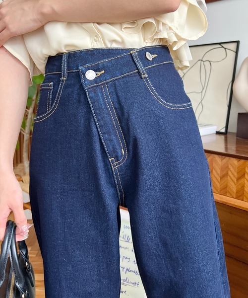 「moment+」 デニムパンツ L ブラック レディース_画像2