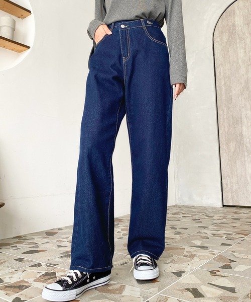 「moment+」 デニムパンツ L ブラック レディース_画像9