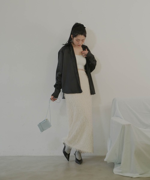 「GIUNON」 ロングスカート 1 アイボリー レディースの画像