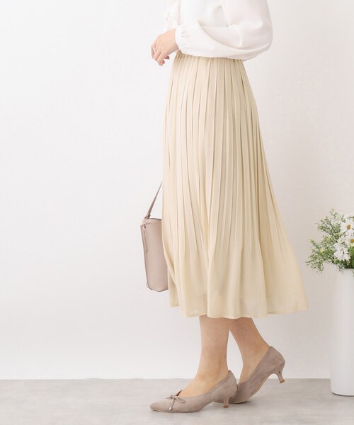 「couture brooch」 プリーツスカート 38 ライトベージュ レディース_画像7
