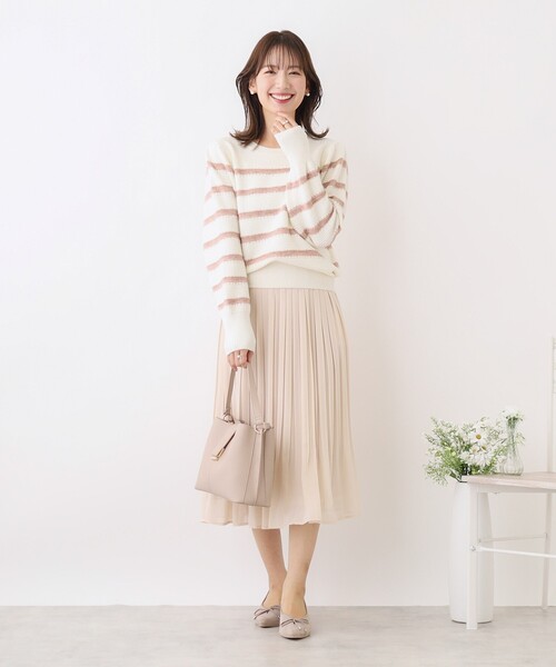 「couture brooch」 プリーツスカート 38 ライトベージュ レディース_画像9