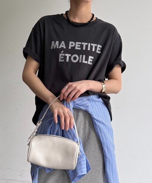 DouDou（ドゥドゥ） tシャツ 半袖 グリッターラメロゴTEE レディース