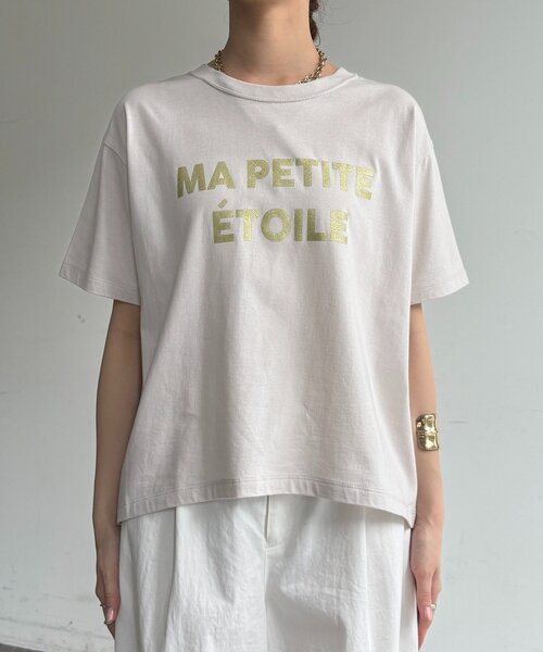 DouDou（ドゥドゥ） tシャツ 半袖 グリッターラメロゴTEE レディース