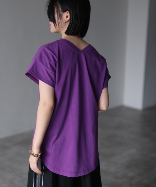 「HERENCIA」 半袖Tシャツ FREE パープル レディース_画像2