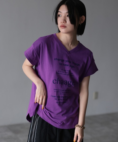 「HERENCIA」 半袖Tシャツ FREE パープル レディース_画像4