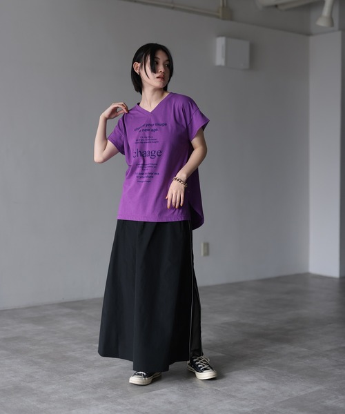 「HERENCIA」 半袖Tシャツ FREE パープル レディース_画像7