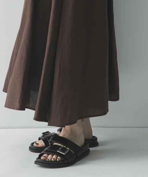 スカート リネンコットンギャザースカートの画像