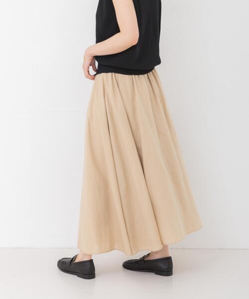 スカート リネンコットンギャザースカートの画像