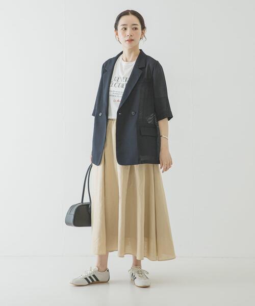 スカート リネンコットンギャザースカートの画像