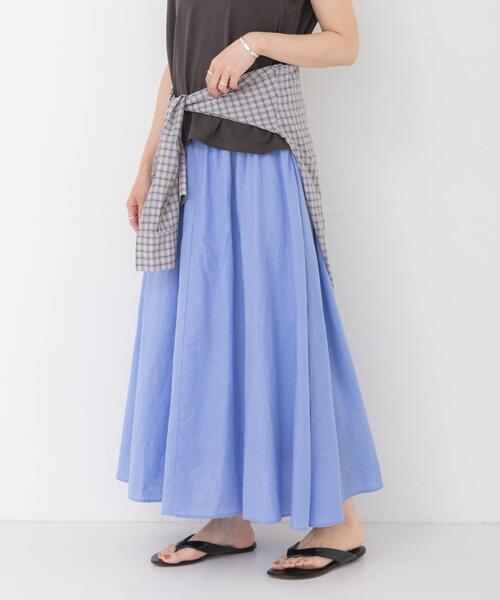 スカート リネンコットンギャザースカートの画像