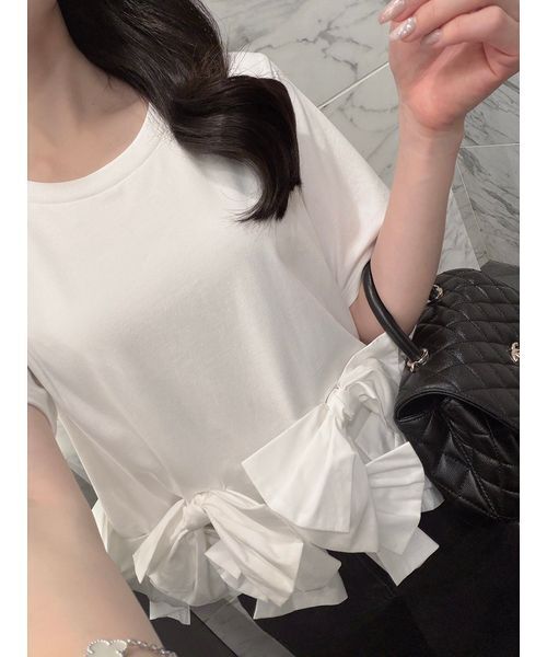 tシャツ 「ZOZO/USAGI ONLINE限定」リボンドッキングTシャツ レディースの画像