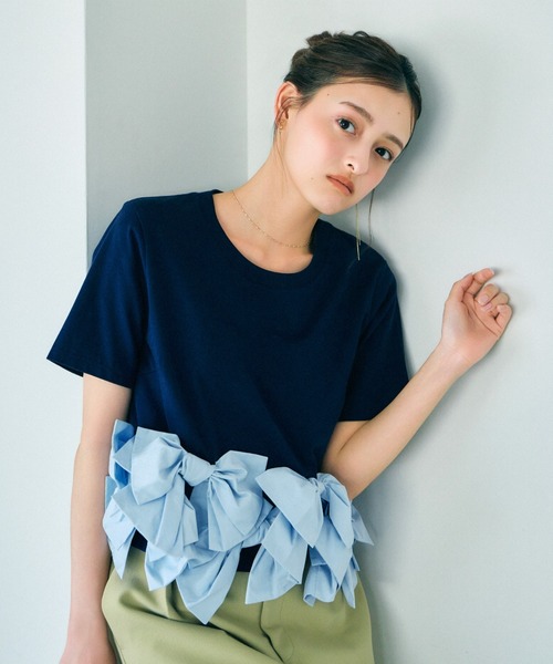 tシャツ 「ZOZO/USAGI ONLINE限定」リボンドッキングTシャツ レディースの画像