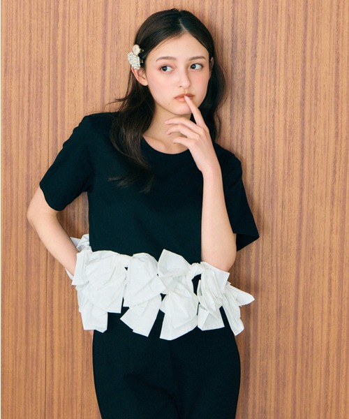 tシャツ 「ZOZO/USAGI ONLINE限定」リボンドッキングTシャツ レディースの画像