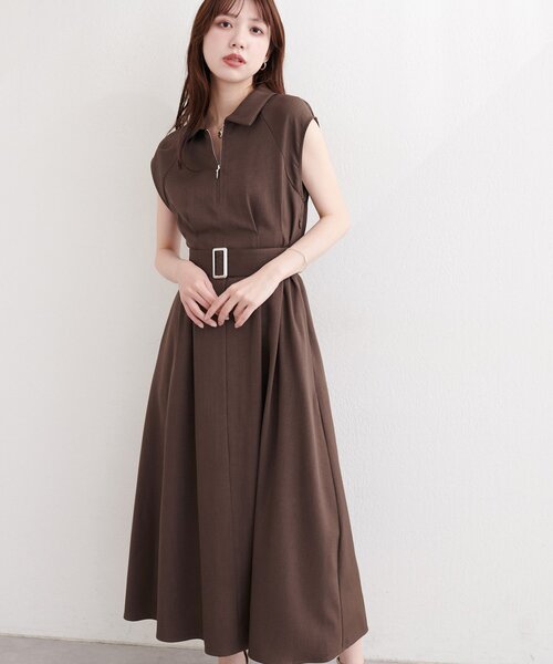 natural couture ワンピース フロントZIP衿付きワンピース : ZOZOTOWN