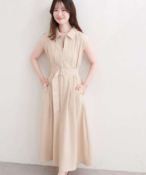 natural couture ワンピース フロントZIP衿付きワンピース : ZOZOTOWN