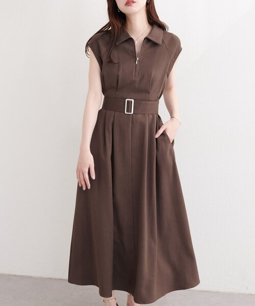 natural couture ワンピース フロントZIP衿付きワンピース : ZOZOTOWN