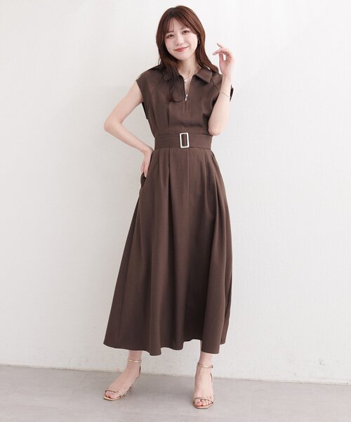 ワンピース natural couture ワンピース フロントZIP衿付きワンピース : ZOZOTOWN