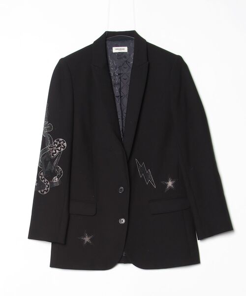 極美品　Zadig&Voltaire テーラードジャケット　ロゴマーク　総柄 ZADIG&VOLTAIRE（ザディグエヴォルテール） テーラードジャケット 34