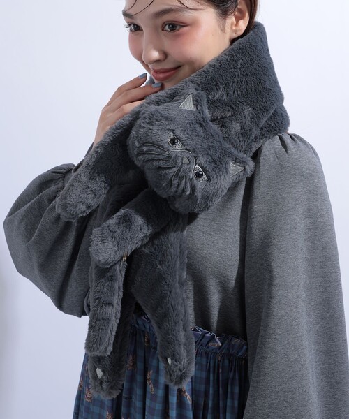 mmts マミマス　猫マフラー mmts（マミタス） マフラー ストール エキゾ 猫 ティペット レディース