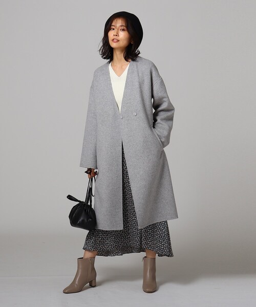 新品！】UNTITLED アンタイトル リバーノーカラーコート ネイビー 