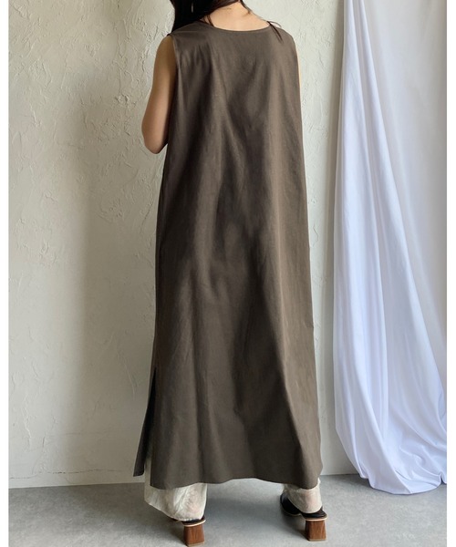 【美品】LINTY　前後2wayリネンコットンロングワンピース She's Closet ワンピース リネンコットン前後2way深Vネック