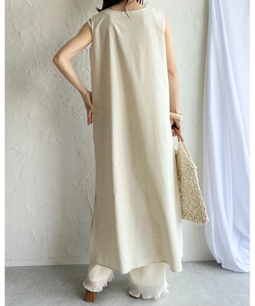 希少 ROBE de PEAU コットンリネンノースリーブワンピース 2way