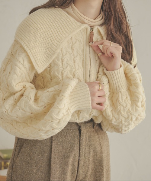 Ambre Neige（アンブルネージュ） ニット セーター ケーブルハーフ