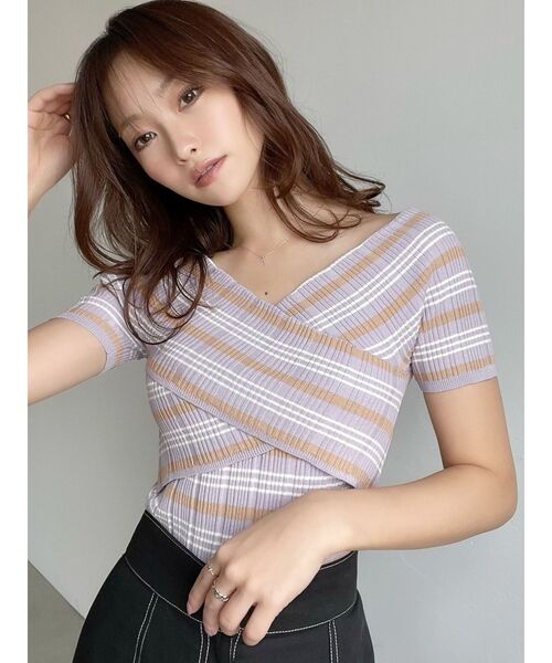 RESEXXY ニット セーター フロントクロスランダムリブニット