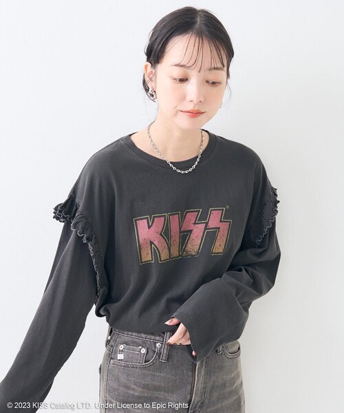 tシャツ Tシャツ レディース KISS  ロゴ フリル ロンT / ロックＴシャツ / バンドＴシャツ｜zozo｜04