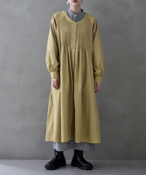 etoll.（エトル） ワンピース ノーカラーピンタックワンピース