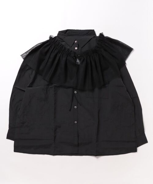 ブラウス シャツ チュールマルチウェイカラー付きワッシャータフタブラウス レディース STYLEBLOCK ブラウス シャツ チュールマルチウェイカラー付き