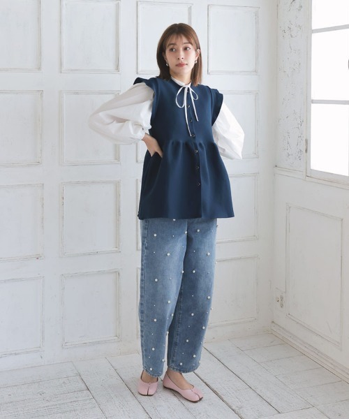ドノバン　ミニフリルミラノベスト　ジレ DONOBAN（ドノバン） ベスト ミラノリブベスト レディース : ZOZOTOWN