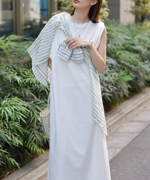 美品 トッカ シルエットを綺麗に見せるデザイン ワンピース sakishimatokyo ワンピース 「美シルエット」ショルダータック