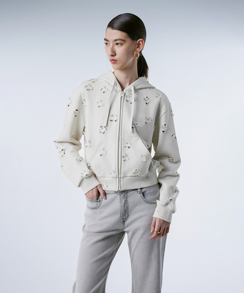 パーカー Laser-cut Floral Hooded Sweatshirt レディース JNBY パーカー Laser-cut Floral Hooded Sweatshirt レディース