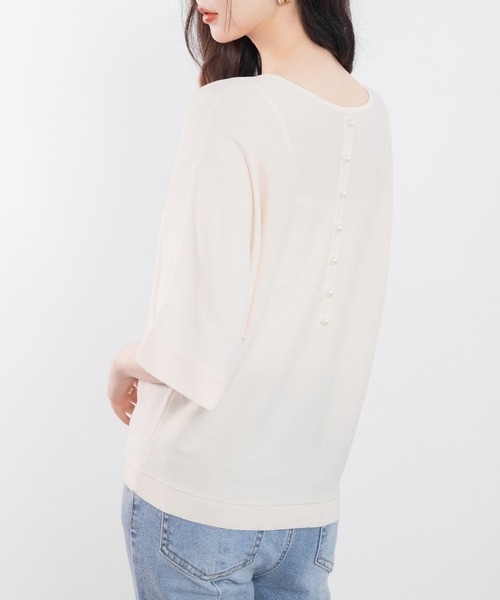 SAISON DE PAPILLON ニット セーター バックパールボタンニット