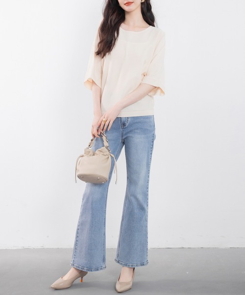 SAISON DE PAPILLON ニット セーター バックパールボタンニット