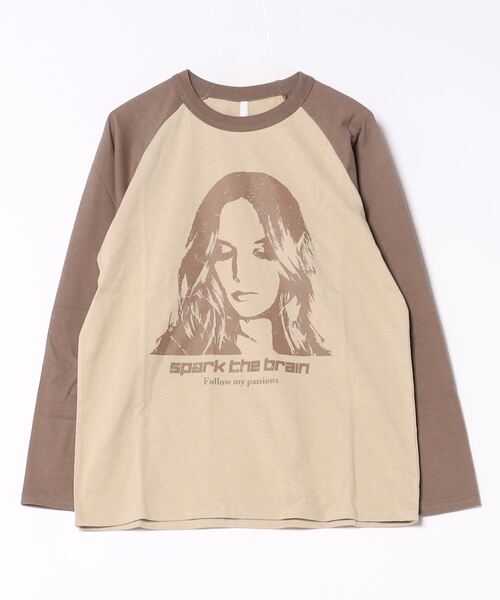 おしゃれスタ tシャツ ラグラン プリント ロングスリーブTシャツ