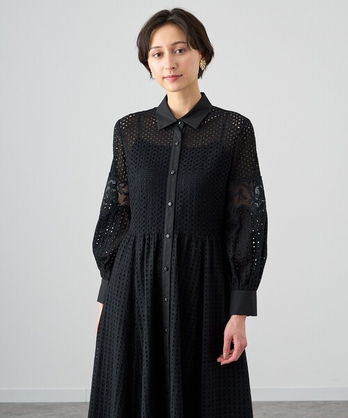 新品　ANAYI ビジュー付ワンピース　ブラック　38 Eternal Line 2024】シアードビービジューカラー