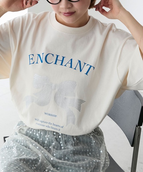 tシャツ 箔プリントTシャツ レディース Te chichi TERRASSE tシャツ 「接触冷感」箔プリントクロップドT