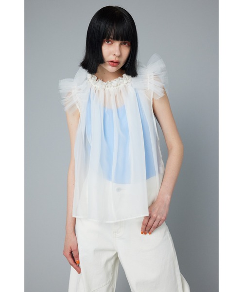 ベスト ジレ Gather sleeve tops　ギャザースリーブトップス レディース