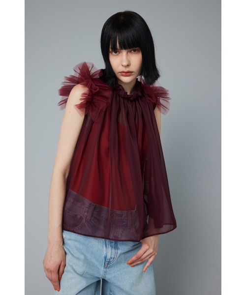 HeRIN.CYE ベスト ジレ 夏 Gather sleeve tops ギャザースリーブ