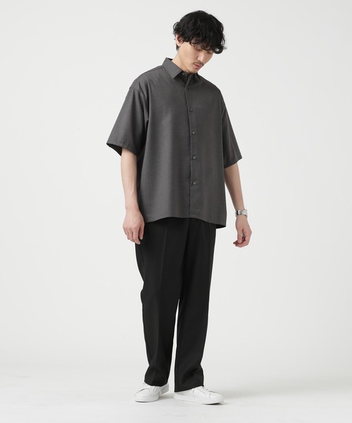 ネイビー 半袖シャツ 軽量素材 ゆったり ニッセン Tシャツ 半袖 クルーネック ポケット付Tシャツ お腹