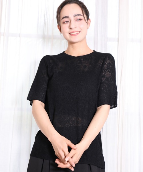 tシャツ 「DECADE CLASSIC」花柄レース　半袖トップス レディース DECADE CLASSIC tシャツ 「DECADE CLASSIC」花柄レース 半袖