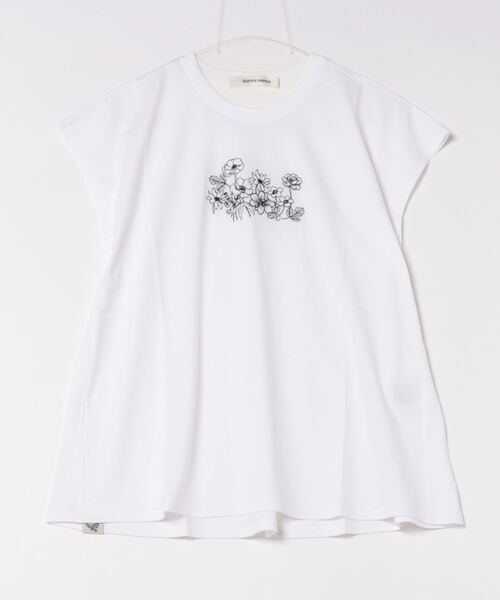 tシャツ 30／−天竺ラインステッチ刺繍Tシャツ レディース