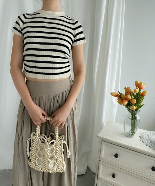 ANMARY リボン付き半袖Tシャツ リンガー半袖Tシャツ レディース : mili an deni - 通販 - Yahoo