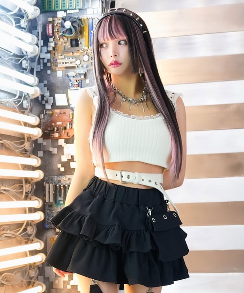 lace bustier レースビスチェ　キャミソールwillfully Diable baiser キャミソール リブレースビスチェキャミ