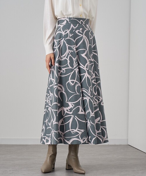 ANAYI ウールトロピカルプリントアシメタックスカート※よう ANAYI（アナイ） スカート ウールトロピカルプリントアシメタック